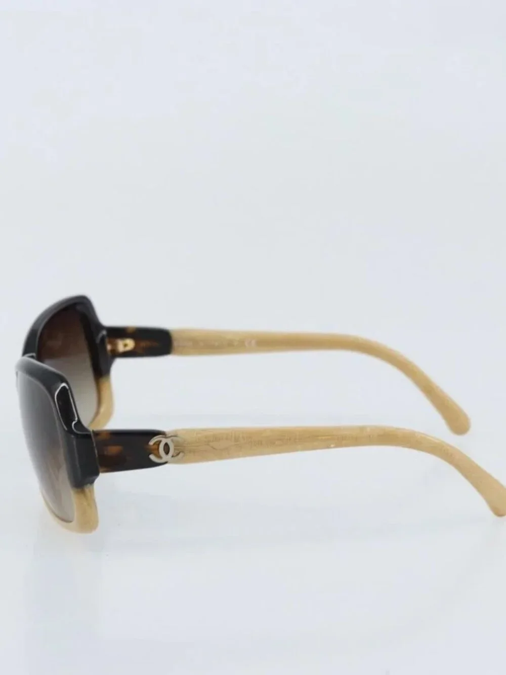 CHANEL COCO Mark Sunglasses plastic Beige 5177-A CC Auth BA11834